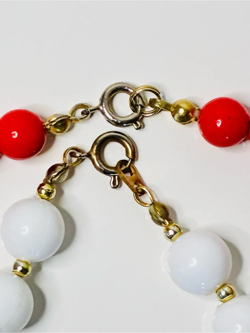 Patriotic Two-Strand Red, Blue & White Beaded VTG Retro Necklace’s Memorial Day